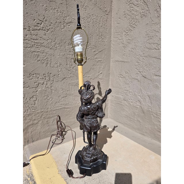 Figural Bronze Patinated Lamp For Sale - Image 9 of 14