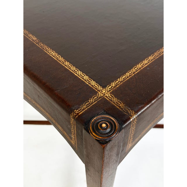 C. 1940s Regency Leather and Mahogany End Tables - A Pair For Sale In Boston - Image 6 of 12