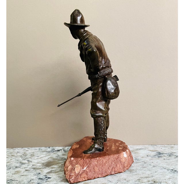 Late 19th Century Late 19th Century Carl Kauba “The Trooper” Austrian Bronze Sculpture on Rouge Marble Base – Signed For Sale - Image 5 of 7