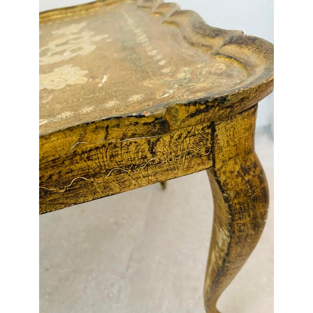 Mid 20th Century Vintage Mid-Century Italian Neoclassical Florentine Table, Gilt-Wood Square For Sale - Image 5 of 12