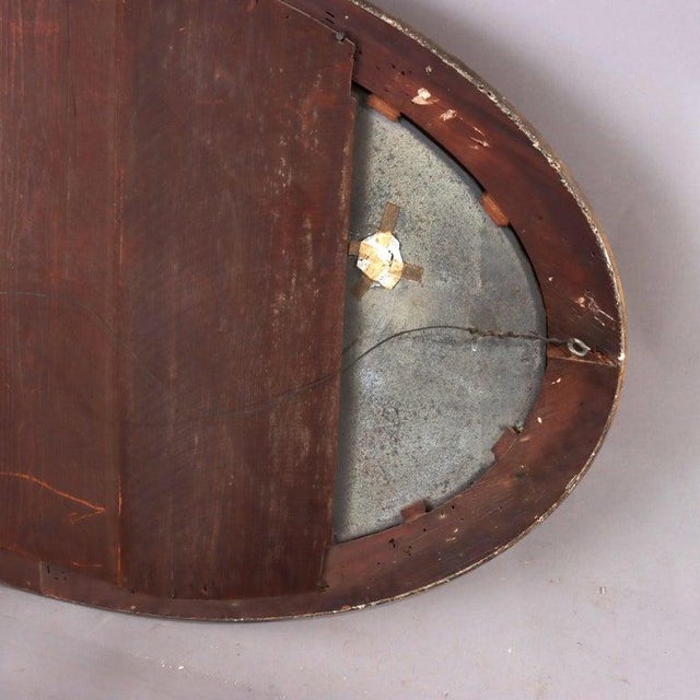 Wood Antique Federal Period Lemon Gilt Wood Oval Wall Mirror C1830 For Sale - Image 7 of 7