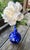 Japanese Vintage Fukagawa Arita Cobalt Blue Porcelain Vase With Gilt Leaves For Sale - Image 3 of 9