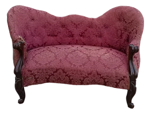 Carved Wood & Fabric Sofa