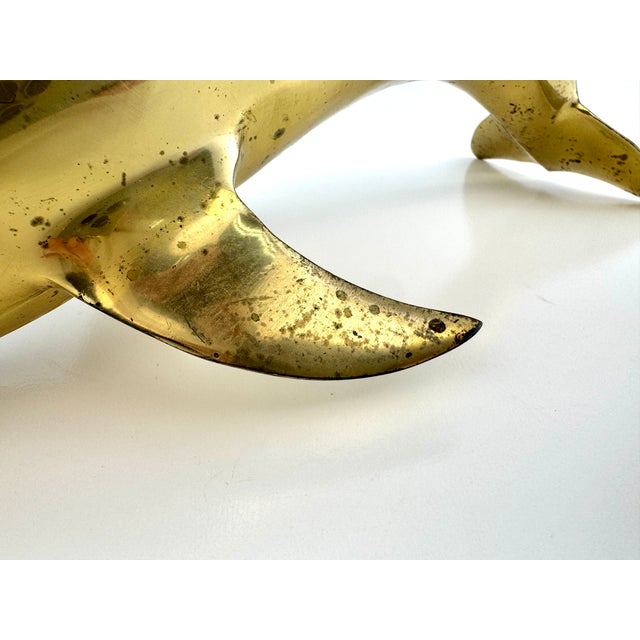 1960s Vintage Mid-Century Brass Dolphin Sculpture For Sale - Image 5 of 9