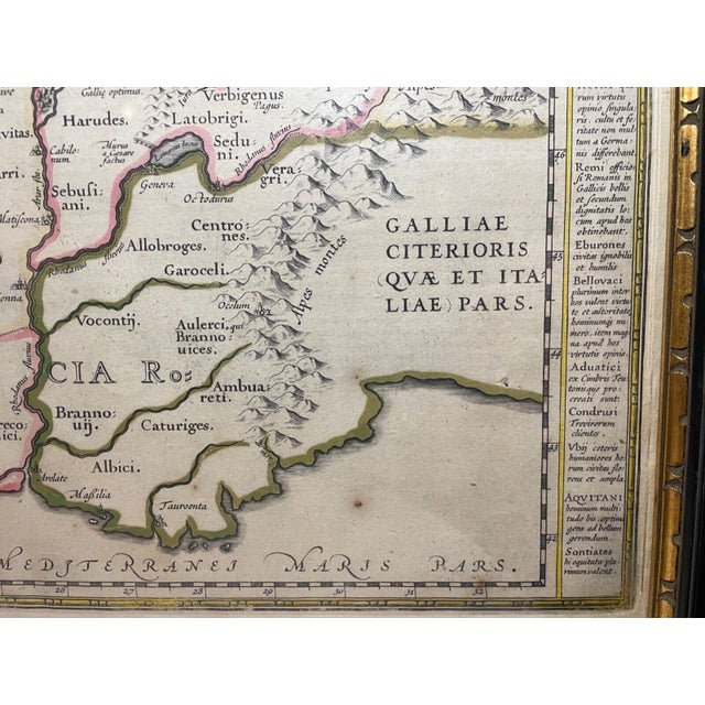 Rare Original Antique Hand Colored European Map France Janssonius J 1662 2-Sided For Sale - Image 13 of 18