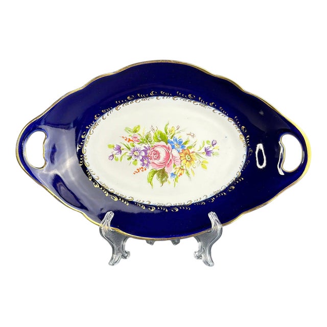 Vintage Cobalt Blue Tray from Limoges, France, 1950s For Sale