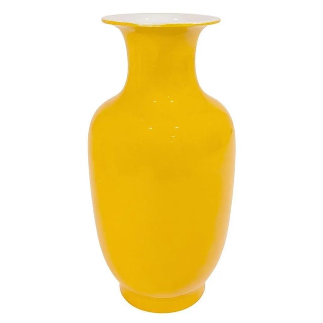 Three Pairs of Chinese Yellow Vases - Set of 6 For Sale In West Palm - Image 6 of 9