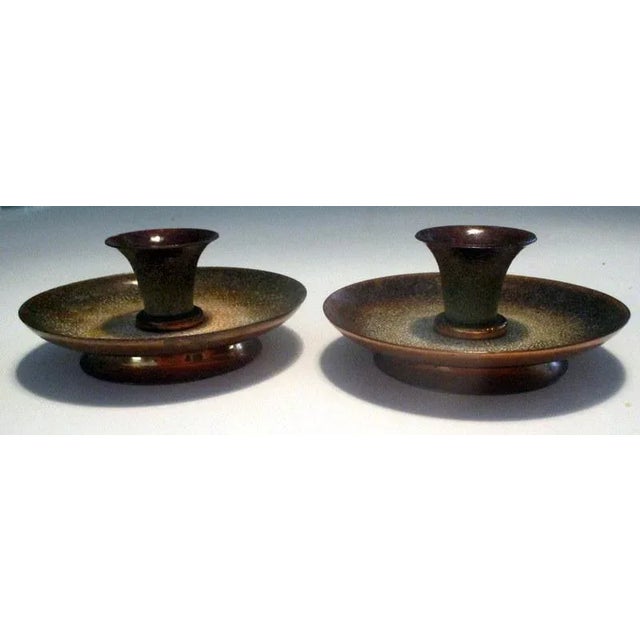 Metal Mid 20th Century Nekrassoff Enamel on Copper Candle Holders - a Pair For Sale - Image 7 of 7