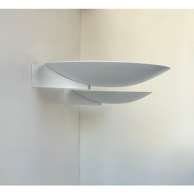 Metal Vintage Modernist Wall Lights in White Lacquered Metal from Disderot, France, 1970, Set of 2 For Sale - Image 7 of 8