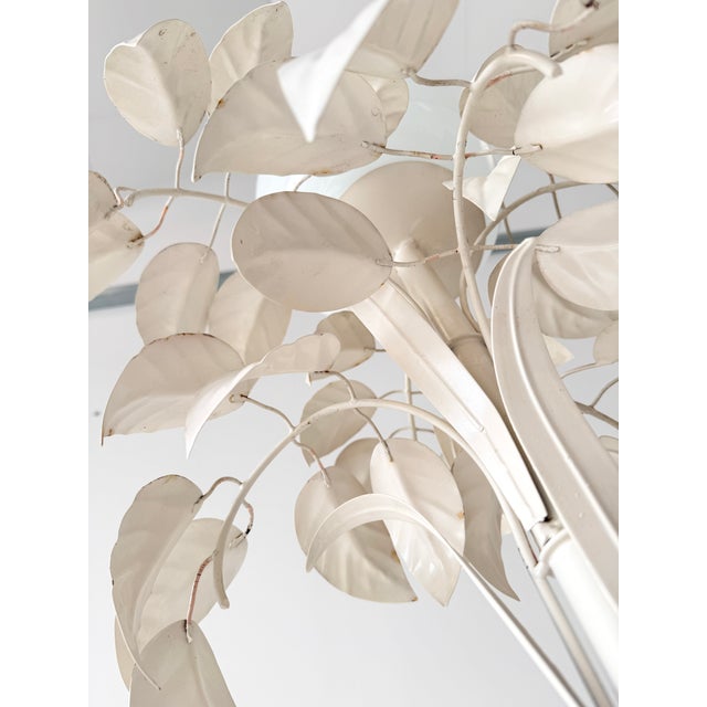 Glass Italian Enamel White Leaf Tole Floor Lamp by Sergio Terzani, 1970s For Sale - Image 7 of 18