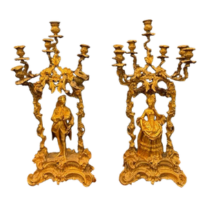 Pair of 19th Century French Bronze Figural Candelabras
