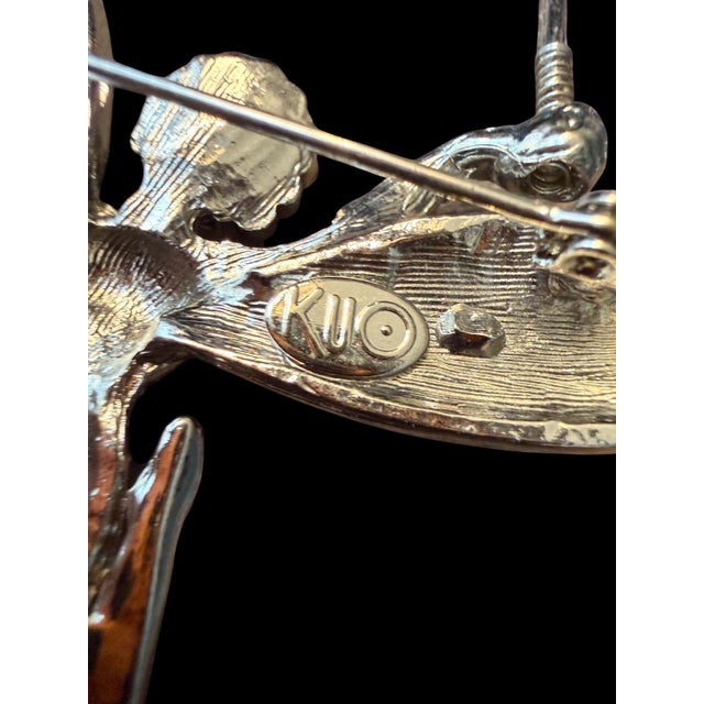 Metal Vintage Signed KJL Rhinestone Fairy Godmother Brooch Pin With Star Wand For Sale - Image 7 of 7