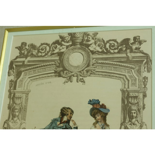 Vintage Classical Colored Engraving Fashion Prints - a Pair For Sale - Image 11 of 12