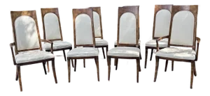 1970s Burlwood Mastercraft Dining Chairs- Set of 8