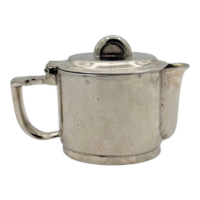 Vintage Art Deco Teapot in the Gio Ponti for Berndorf Design, Silver-Tone Metal For Sale