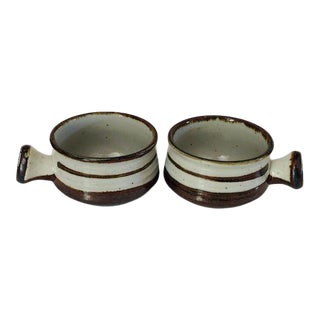 Vintage Stoneware Soup Crocks S/2 For Sale