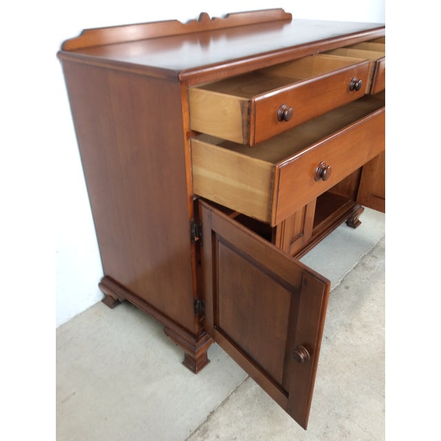 Brown Antique Country Style Maple Sideboard With Turned Wood Pulls For Sale - Image 8 of 18
