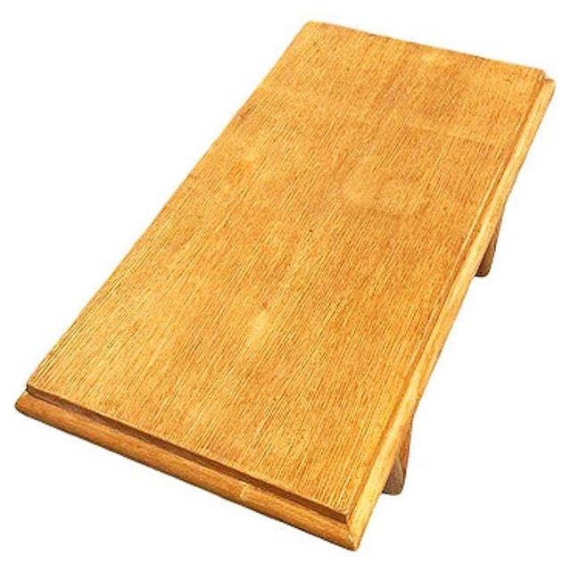 1950s Bespoke Mid-Century Stepped Oak Coffee Table W/ Knife Legs by Manheim House For Sale - Image 10 of 11