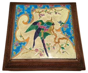 Musical Trivet with Longwy Enamels, 20th Century