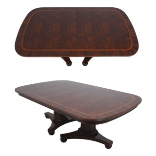 Henredon Mahogany Double Pedestal Inlaid Dining Table For Sale