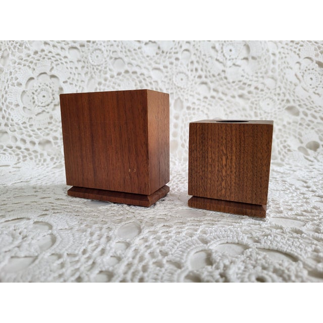 Wood 1980s Pair of Wooden Engraved Sailboat Office Organizers For Sale - Image 7 of 7