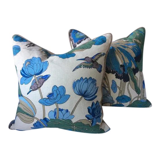 GP and J Baker “Nympheus” Aqua 26" Pillows - A Pair For Sale In Atlanta - Image 6 of 6