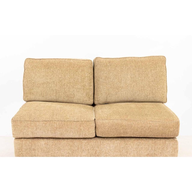 Modern Modern Beige Chenille Upholstered Banquette For Sale - Image 3 of 5