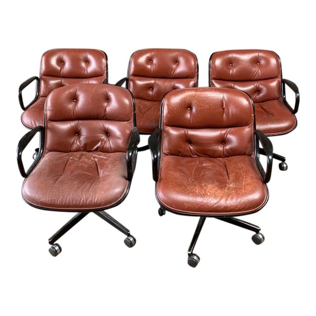 Mid Century Modern Knoll Pollock Executive Office Chairs Set Of 5 Chairish