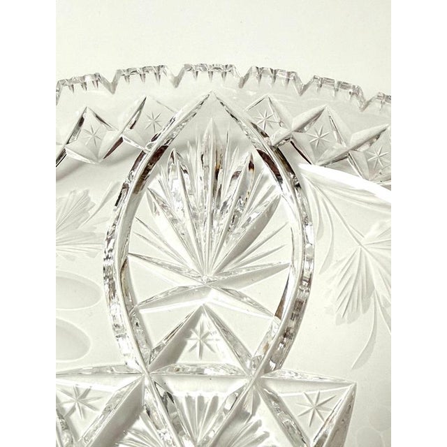 Large Bohemian Hand-Cut Crystal 3-Part Fruit Bowl, 1930s For Sale - Image 4 of 16