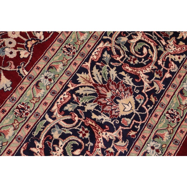 1990s Shabby Chic Isphan Pak-Persian Red/Blue Wool&Silk Rug - 10'0'' X 13'9'' For Sale - Image 5 of 8