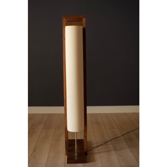 Mid Century Modern Sculptural Walnut and Brass Standing Floor Lamp For Sale - Image 11 of 18