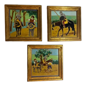 Early 20th Century Casa Gonzalez Don Quixote Tiles - Set of 3