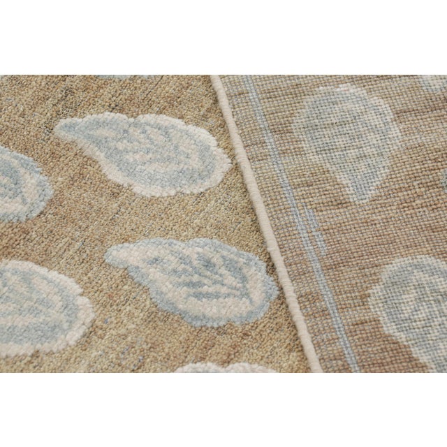 Textile Rug & Kilim’s Modern Block Print Rug in Beige with White and Blue Floral Pattern - 12x15 For Sale - Image 7 of 7