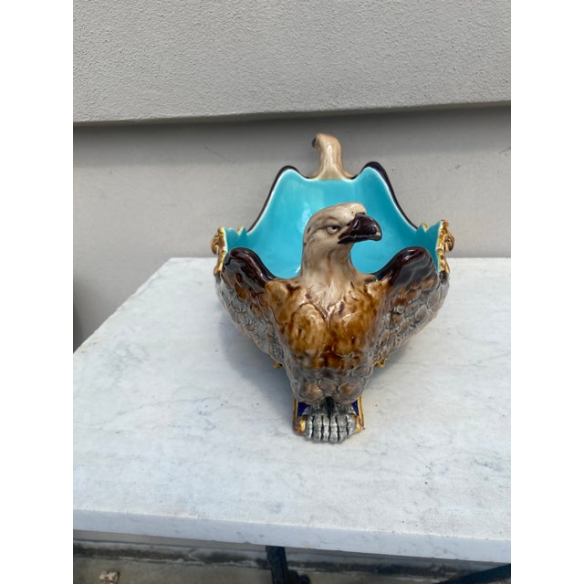 Late 19th Century 19th Century Majolica Eagle Jardiniere Sarreguemines For Sale - Image 5 of 6