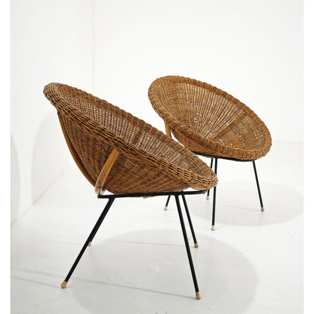 Mid-Century Modern Wicker Armchairs by Design Italia, 1950s, Set of 2 For Sale - Image 4 of 18