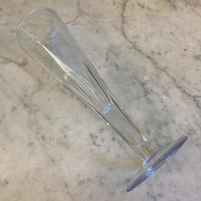Glass Vintage Baccarat Cut Crystal Champagne Flutes, Ribbed Pattern - Set of 6 For Sale - Image 7 of 9
