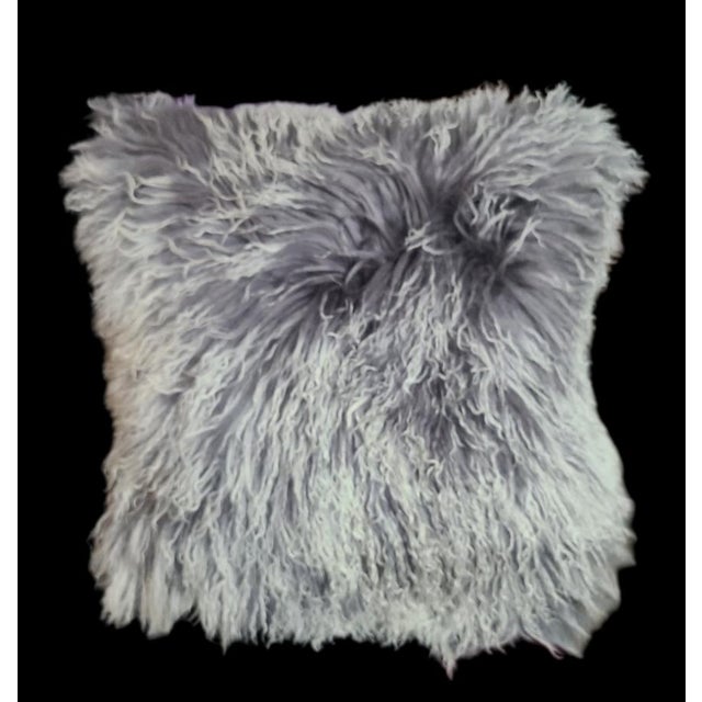 Mid-Century Modern Mon Chateau Pair of Tibetan Lamb Fur Throw Pillows For Sale - Image 3 of 6