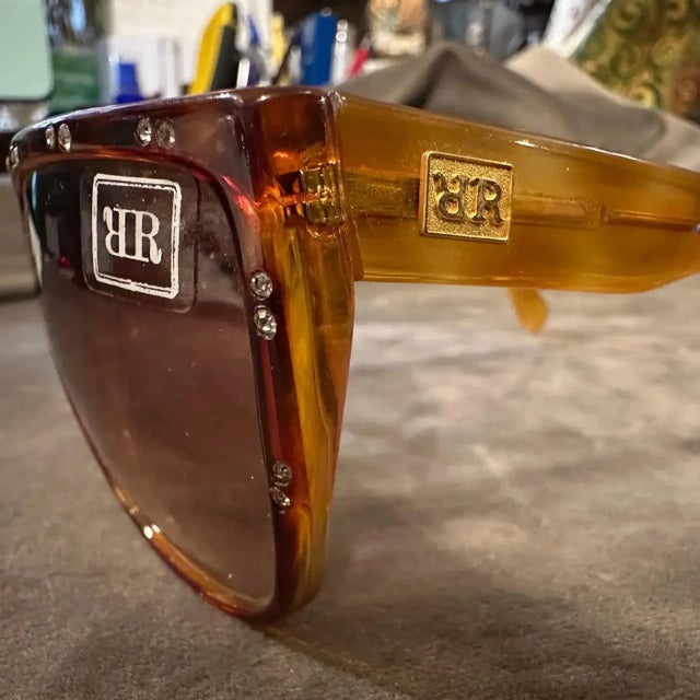 1990s High Quality Brown Acetate Jewel Sunglasses by Raffaella Curiel For Sale - Image 6 of 11