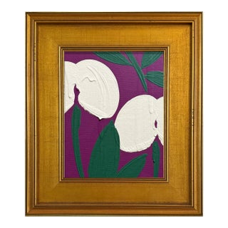 Ron Giusti Mini Tsubasa Orchid Violet Cream Acrylic Painting For Sale