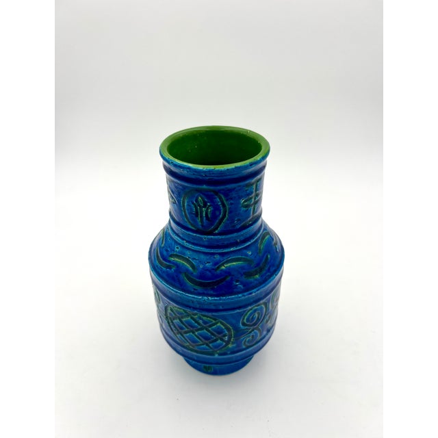 Ceramic Rimini Blue Ceramic Vase by Aldo Londi for Bitossi, 1960s For Sale - Image 7 of 7