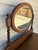 Jacobean Antique Oak Barley Twist Vanity / 3-Drawer Dresser on Casters With Beveled Swivel Mirror For Sale - Image 3 of 9