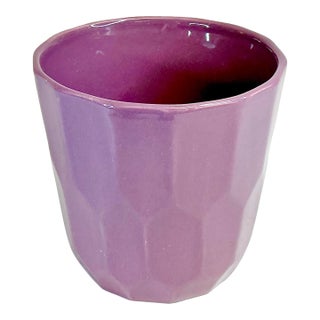 1980s Vintage Contemporary Minimalist Orchid Purple Ceramic Planter. For Sale
