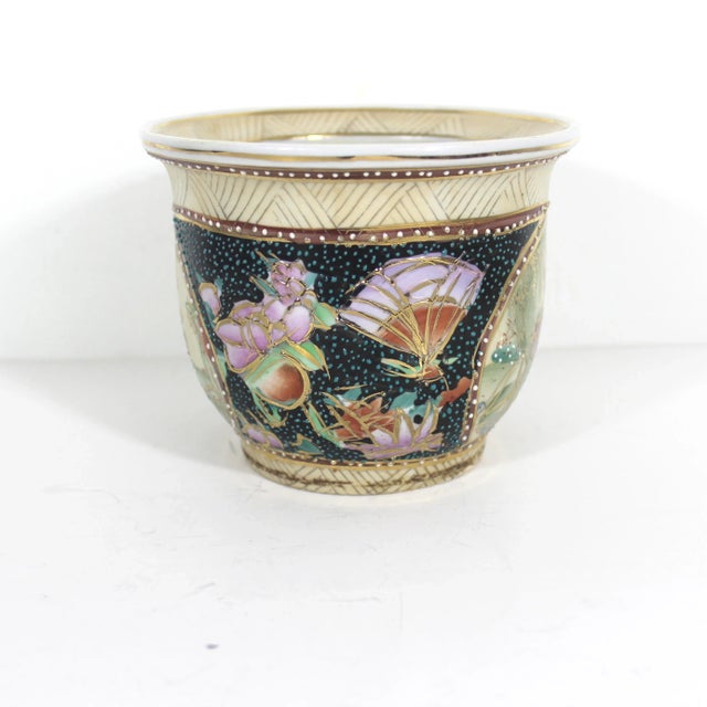 Vintage Small Hand Painted Chinese Planter With Gold Details For Sale - Image 4 of 10