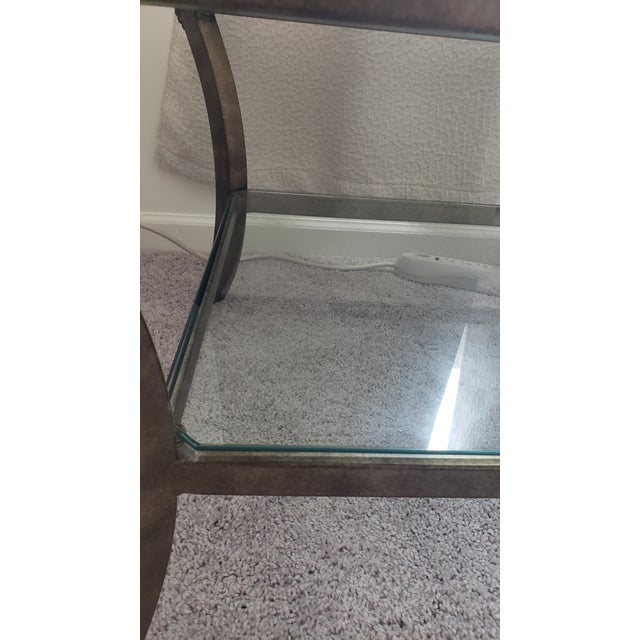 1980s 1980s Fortunoff Glass & Bronze End Tables & Coffee Table, Atrributed For Sale - Image 5 of 11