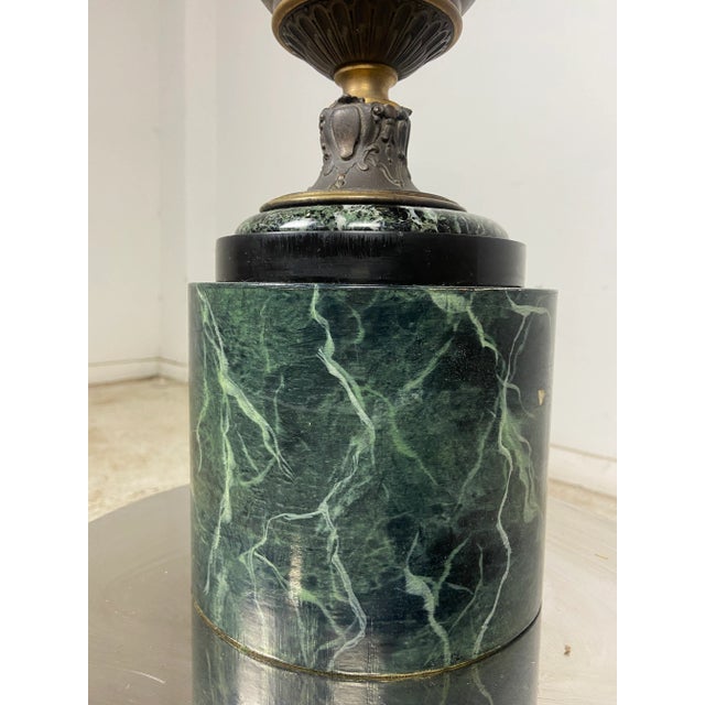 this gorgeous green marble and bronze table lamp was part of the Northern Trust Bank in Chicago's art and antiques...