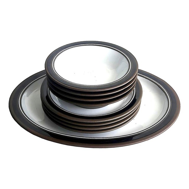 1970s Hornsea "Contrast" Platter, Bowls, Plates Made in England by Lancaster Vitramic, 9 Pieces For Sale