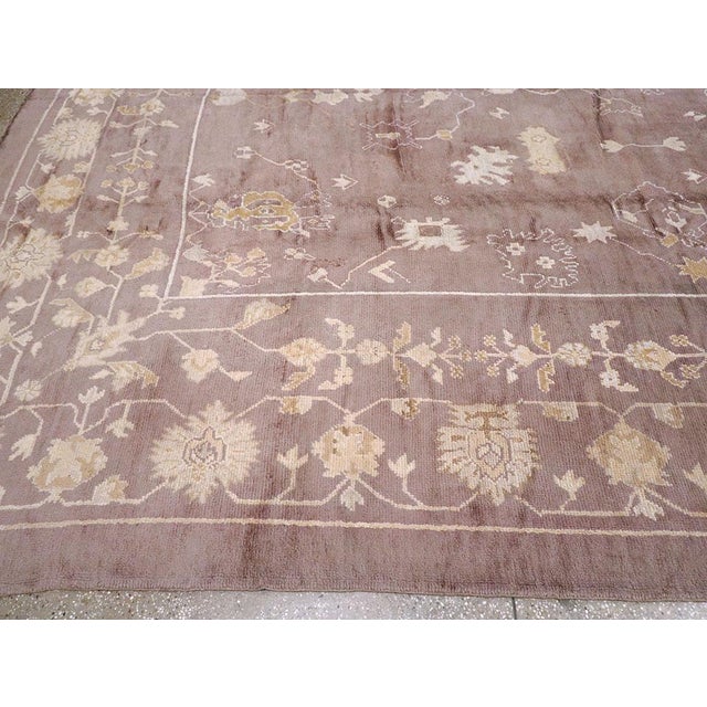 Textile Galerie Shabab Collection Early 20th Century Turkish Oushak Large Room Size Rug in Mauve For Sale - Image 7 of 10