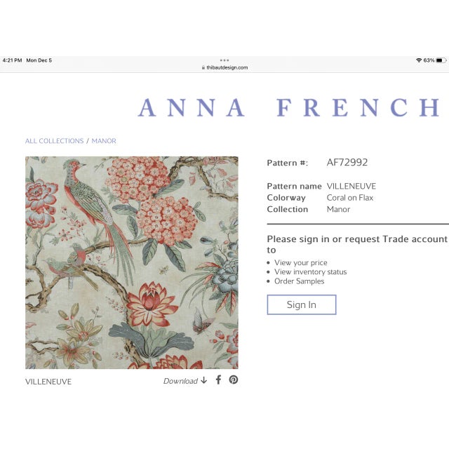French Anna French for Thibaut “Villeneuve” in Coral on Flax Pillows- a Pair For Sale - Image 3 of 5