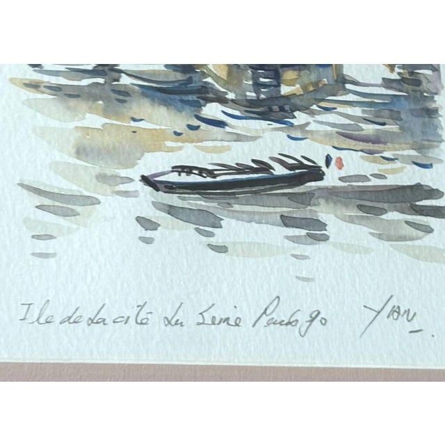 1990s Robert Yan Original Watercolor "Ile De La Cite, Paris" 1990 - Signed For Sale - Image 5 of 12