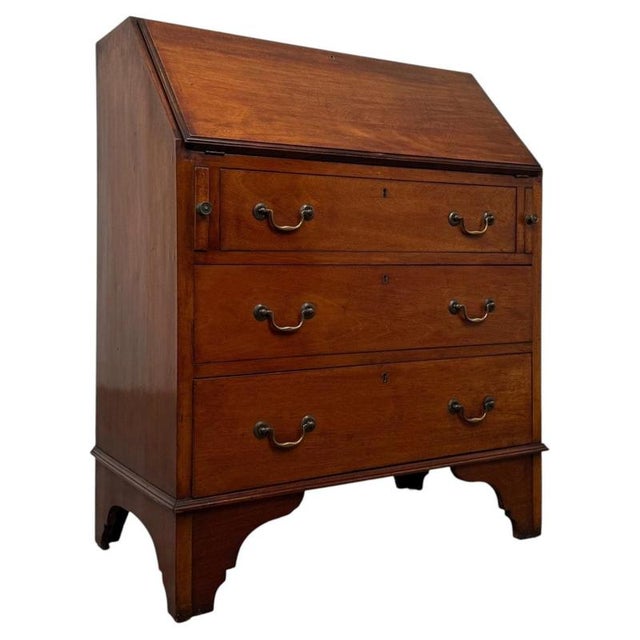 Wood 20th Century Edwardian English Mahogany Bureau, 1890s For Sale - Image 7 of 14
